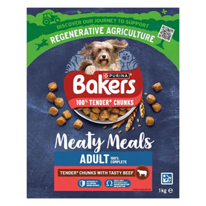 Bakers Complete Dry Dog Food Adult Meaty Meals Beef