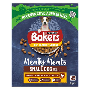 Bakers Complete Dry Dog Food Meaty Meals Small Dog Chicken 1kg