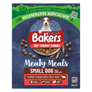 Bakers Complete Dry Dog Food Meaty Meals Small Dog Beef 1kg