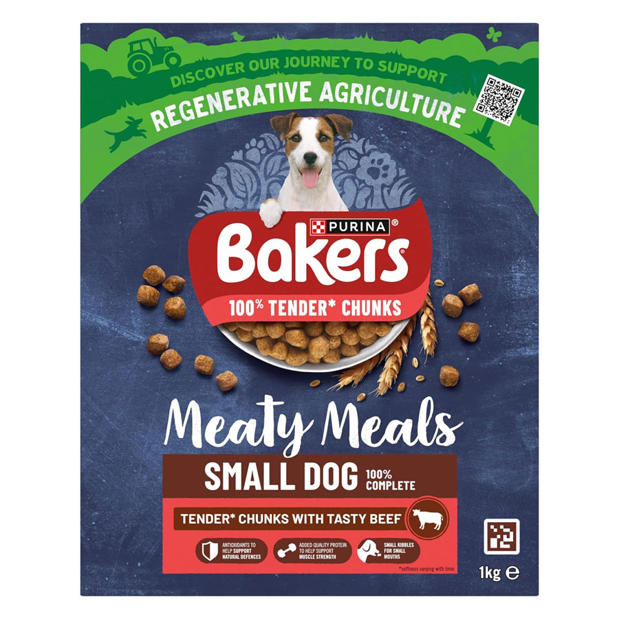 Bakers Complete Dry Dog Food Meaty Meals Small Dog Beef 1kg