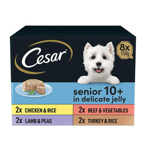 Cesar Complete Wet Dog Mixed Selection Senior 10+ in Delicate Jelly 8 x 150g