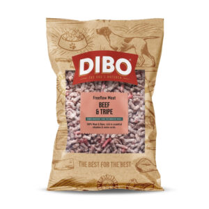DIBO Frozen Raw Dog Food Freeflow Beef & Tripe 1kg