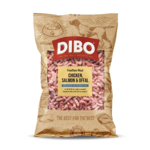 DIBO Frozen Raw Dog Food Freeflow Chicken, Salmon & Offal 1kg
