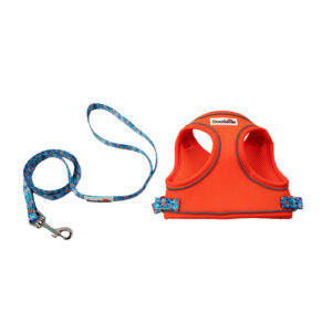 Doodlebone Cat Harness & Lead Tangerine/Reef
