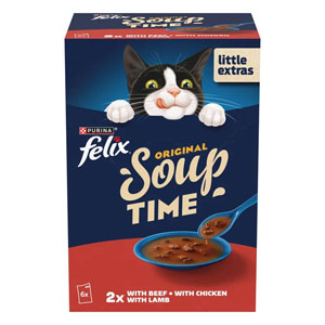 Felix Soup Time Original Beef, Chicken & Lamb  6 x 48g