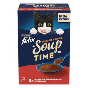 Felix Soup Time Tender Strips Beef, Chicken & Lamb  6 x 48g