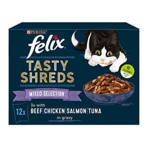 Felix Tasty Shreds Cat Food Pouches Mixed Selection in Gravy