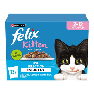 Felix Original Kitten Food Pouches Fish Selection in Jelly 12x85g