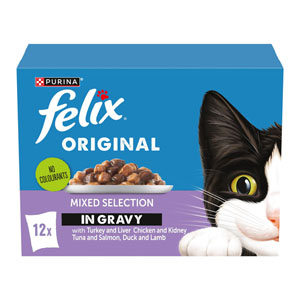 Felix Original Cat Food Pouches Adult Mixed Selection in Gravy  12x85g