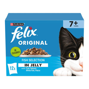 Felix Original Senior 7+ Cat Pouches Fish Selection in Jelly 12x85g