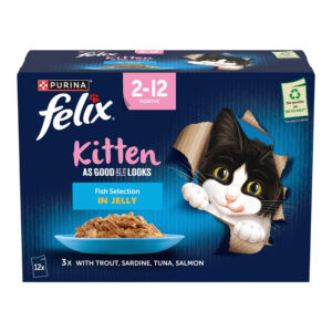 Felix As Good As It Looks Kitten Pouches Fish Selection in Jelly  12x85g