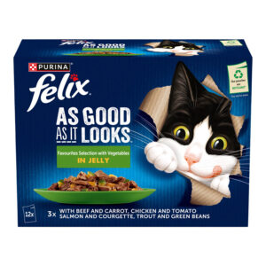 Felix As Good As It Looks Cat Pouches Selection with Vegetables in Jelly  12x85g