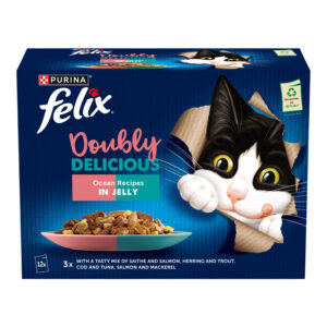Felix Doubly Delicious Cat Pouches Ocean Recipes in Jelly  12x85g