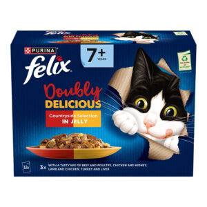 Felix Doubly Delicious Senior 7+ Pouches Countryside Selection in Jelly  12x85g