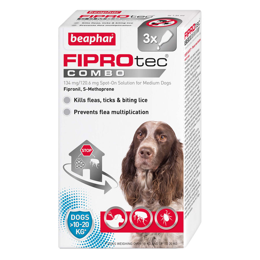 Beaphar FIPROtec Flea & Tick Spot On Combo for Medium Dogs (10-20kg)