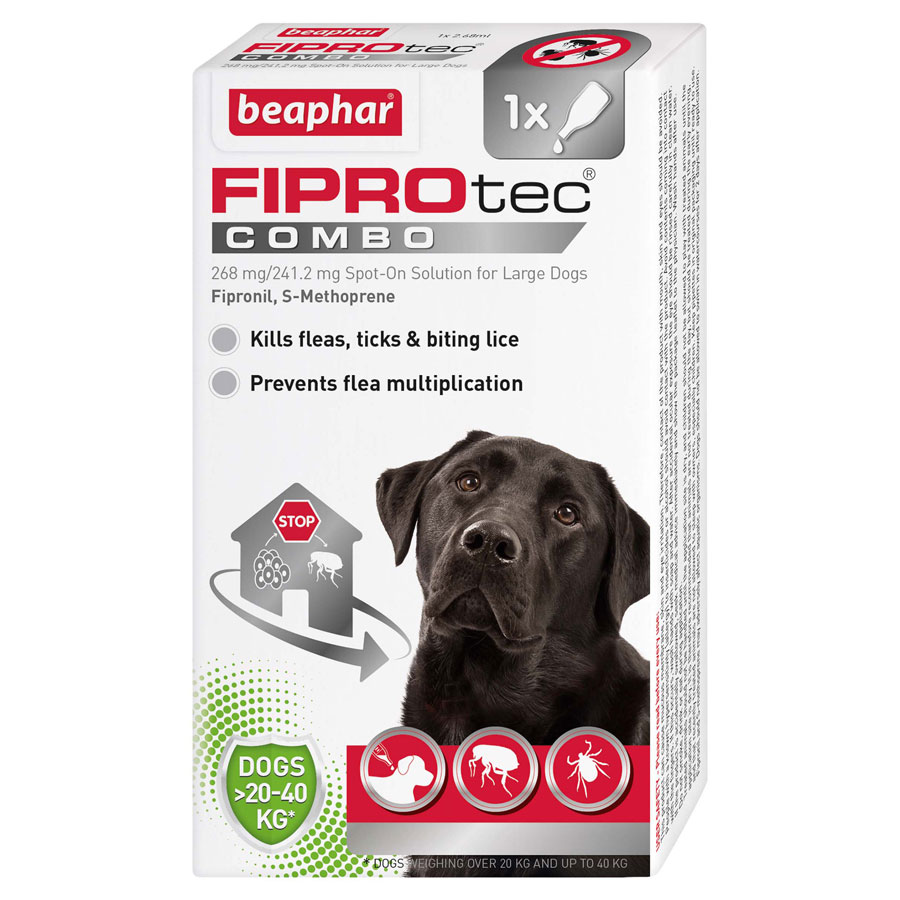 Beaphar FIPROtec Flea & Tick Spot On Combo for Large Dogs (20-40kg)