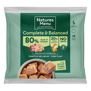 Natures Menu Frozen Raw Complete Dog Food 80/20 Duck & Chicken Nuggets 1kg
