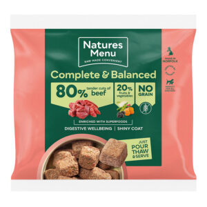 Natures Menu Frozen Raw Complete Dog Food 80/20 Beef Nuggets 1kg