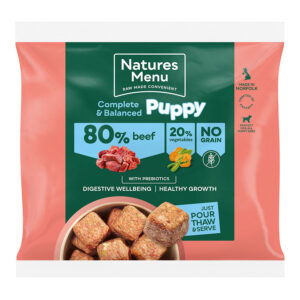 Natures Menu Frozen Raw Complete Dog Food 80/20 Puppy Beef Nuggets 1kg