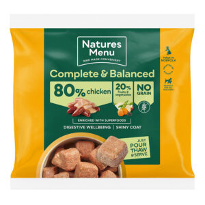 Natures Menu Frozen Raw Complete Dog Food 80/20 Chicken Nuggets 1kg