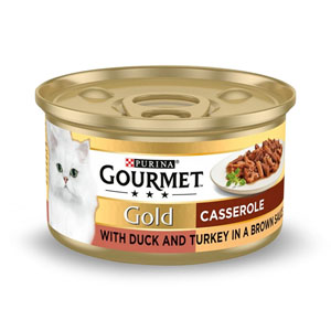 Gourmet Gold Complete Adult Cat Food Tin Casserole Duck & Turkey 85g