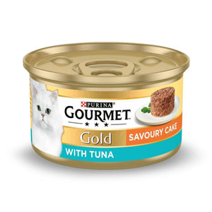 Gourmet Gold Complete Adult Cat Food Tin Savoury Cake Tuna 85g
