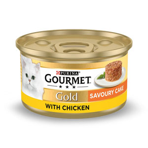 Gourmet Gold Complete Adult Cat Food Tin Savoury Cake Chicken 85g