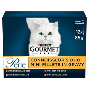 Gourmet Perle Complete Adult Cat Food Connoisseur's Duo in Gravy 12x85g