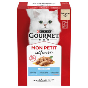 Gourmet Mon Petit Intense Complete Adult Cat Pouch Cod, Sardine & Salmon  6x50g