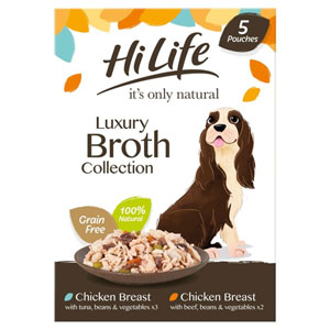 HiLife It's Only Natural Wet Dog Food Adult Multipack Broth Collection  5x100g