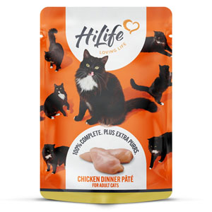 HiLife Complete Adult Cat Food Pouch Chicken Dinner Pate 70g