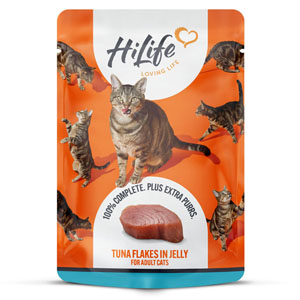 HiLife Complete Adult Cat Food Pouch Tuna Flakes in Jelly 70g