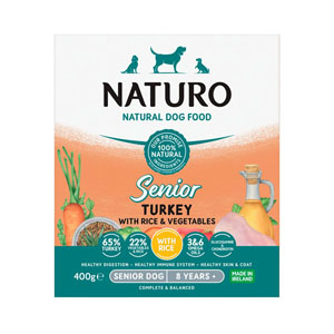Naturo Grain Free Dog Food Senior Turkey & Rice 400g Tray