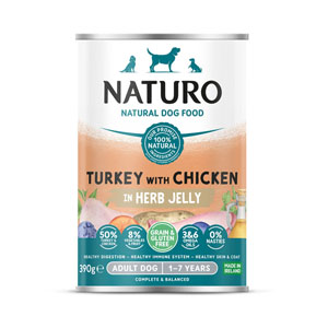 Naturo Grain Free Complete Adult Dog Food Can Turkey & Chicken in Jelly 390g