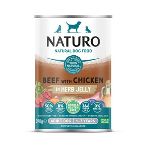 Naturo Grain Free Complete Wet Dog Food Beef & Chicken in Jelly 390g