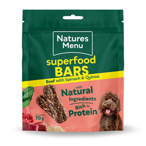 Natures Menu Superfood Bars Dog Treats Beef, Spinach & Quinoa 70g