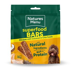 Natures Menu Superfood Bars Dog Treats Chicken, Coconut & Chai Seeds 70g