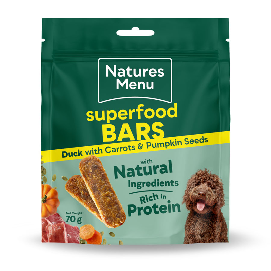Natures Menu Superfood Bars Dog Treats Duck, Carrot & Pumpkin Seed 70g