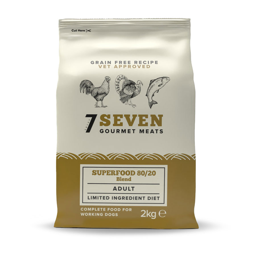 Seven Grain Free Complete Dry Dog Food Superfood 80/20 Blend Meat 2kg