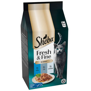 Sheba Fresh & Fine Tuna, Cod & Whitefish in Gravy 6 x 50g