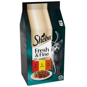 Sheba Fresh & Fine Beef, Chicken & Lamb in Gravy  6 x 50g