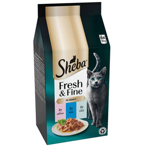 Sheba Fresh & Fine Salmon, Tuna & Trout in Gravy  6 x 50g