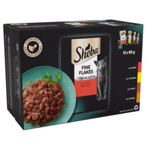 Sheba Complete Wet Cat Food Fine Flakes Succulent Selection in Jelly  12x85g