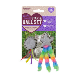 Rosewood Moody Moggy Cat Toy Star & Bell Set