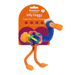 Rosewood Jolly Doggy Tough Multi-Texture Dog Toy Flamingo