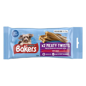 Bakers Beef Meaty Twists Dog Treat 2pk 180g