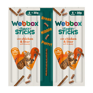 Webbox Tasty Sticks Cat Treats Chicken & Liver 6pk (30g)