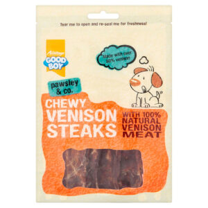 Good Boy Pawsley & Co Dog Treats Chewy Venison Steaks 80g