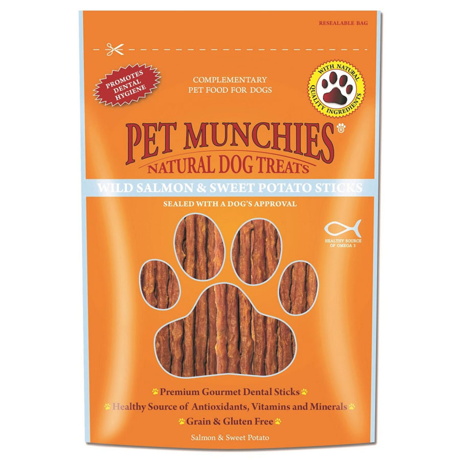 Pet Munchies Dog Treats Salmon & Sweet Potato Sticks 90g