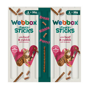 Webbox Tasty Sticks Cat Treats Beef & Rabbit 6pk (30g)